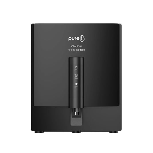 AquaPure Vital Plus RO+UV+MP+Mineral | 6-Stage Purification | 7L Storage | Up to 60% Water Saving | Works with Borewell, Tanker & Municipal Supply | FiltraPower Technology | Wall Mount | Black