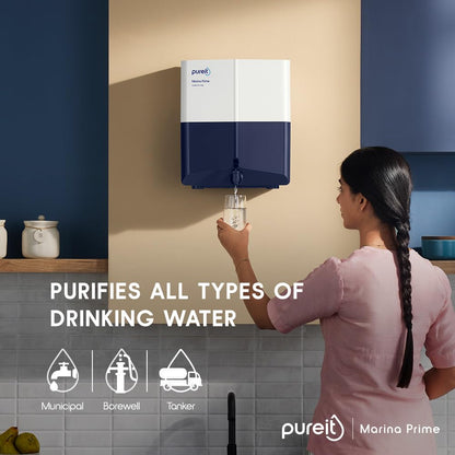 Pureit Marina Prime RO+MF | 6-Stage Purification | 7L | 45% Water Saving | Wall Mount | Blue & White
