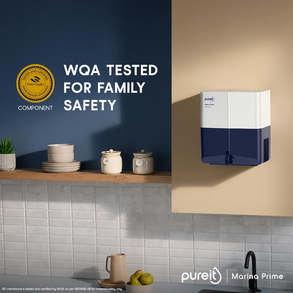 Pureit Marina Prime RO+MF | 6-Stage Purification | 7L | 45% Water Saving | Wall Mount | Blue & White