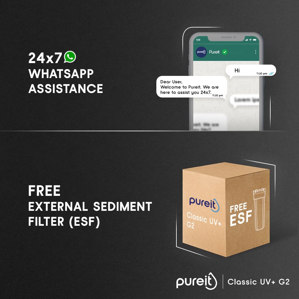 Pureit Classic G2 UV+ Water Purifier | For Municipal/Tap Water Only | White